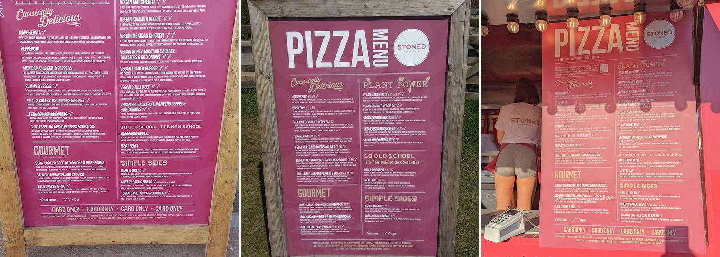 Stoned pizza Menu