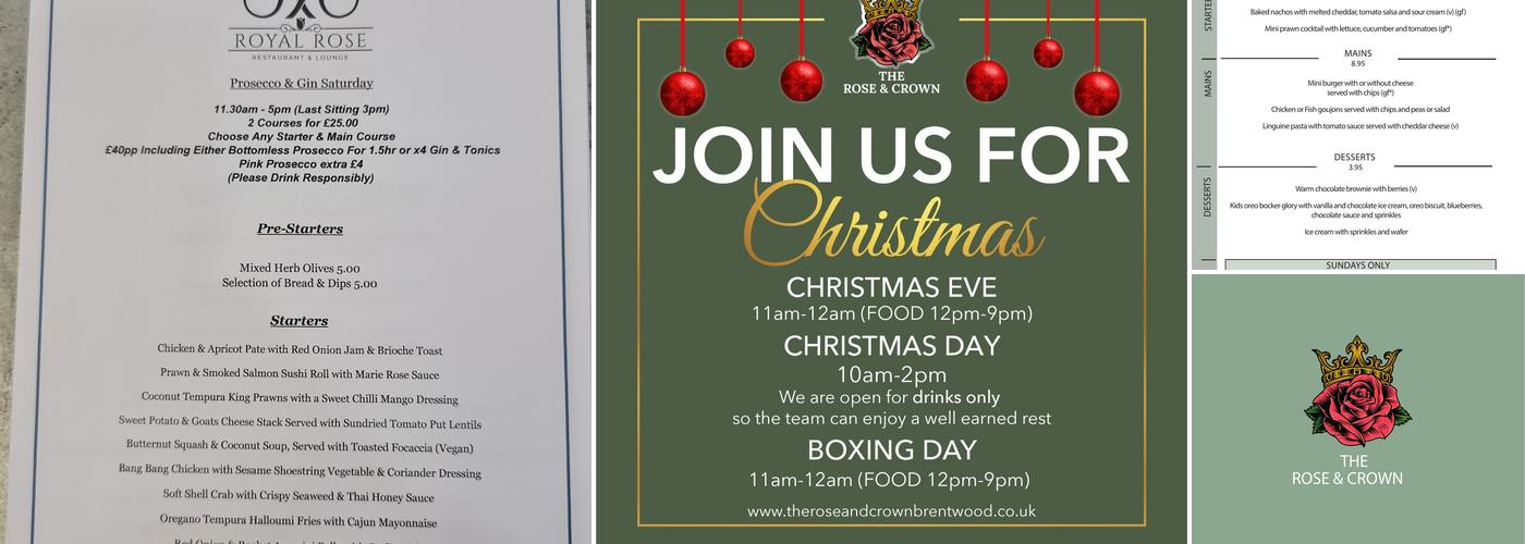 The Rose & Crown Menu