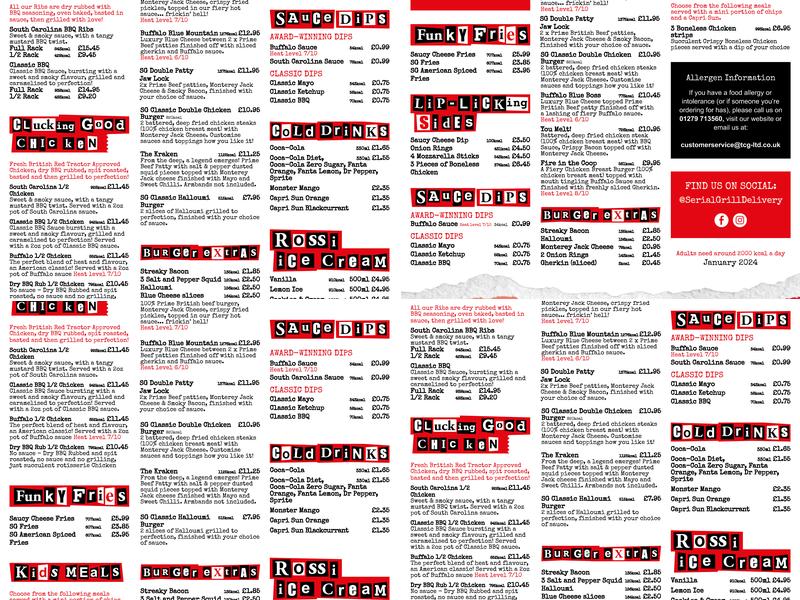 Serial Grill Hutton Menu