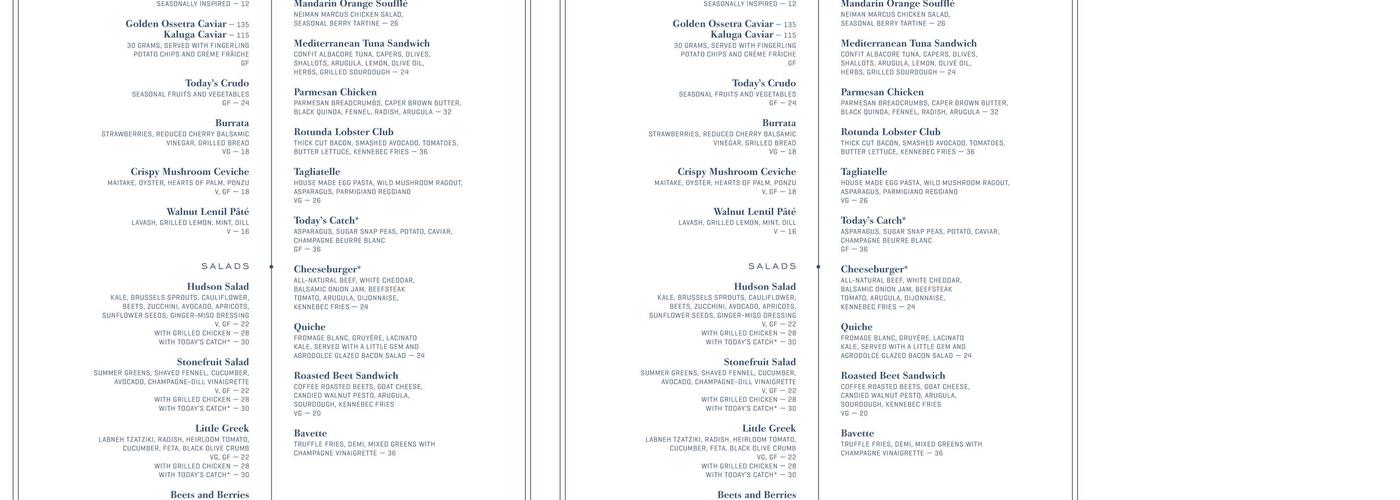 The Zodiac Room Menu