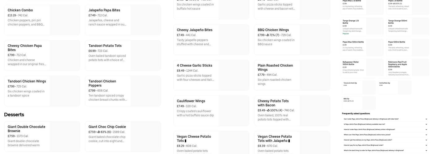 Papa Johns Pizza Menu