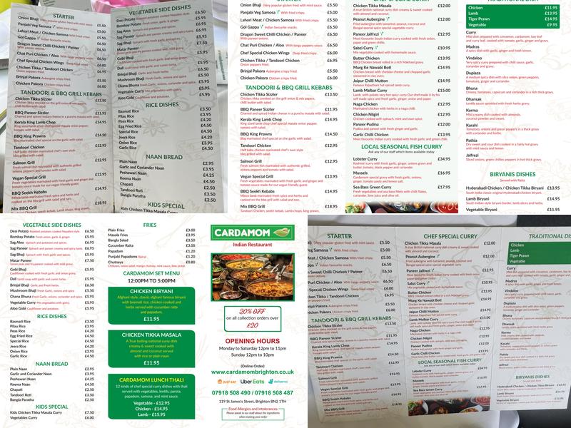 Cardamom Indian Restaurant & Takeaway Menu