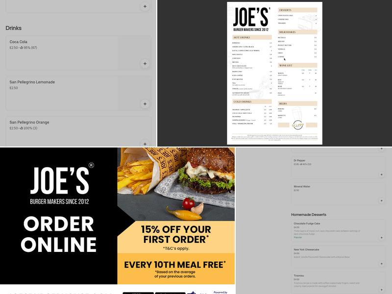 Joe's Burger House Menu