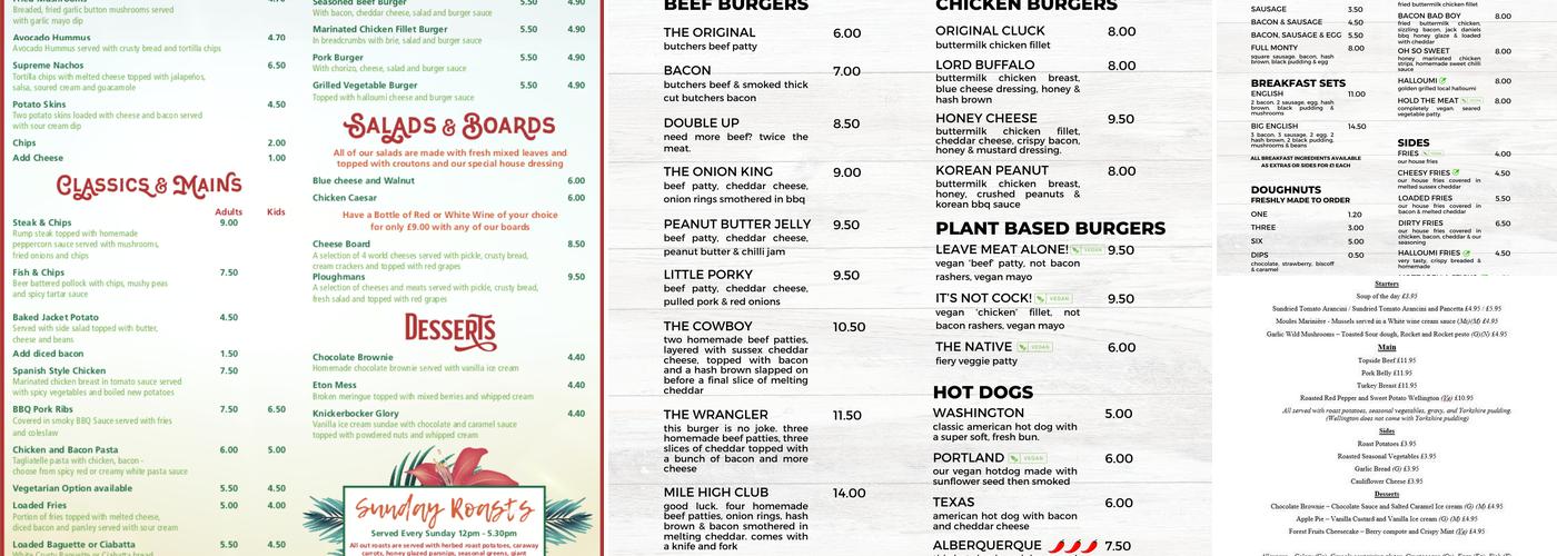 RUBY Pub & Hotel Menu