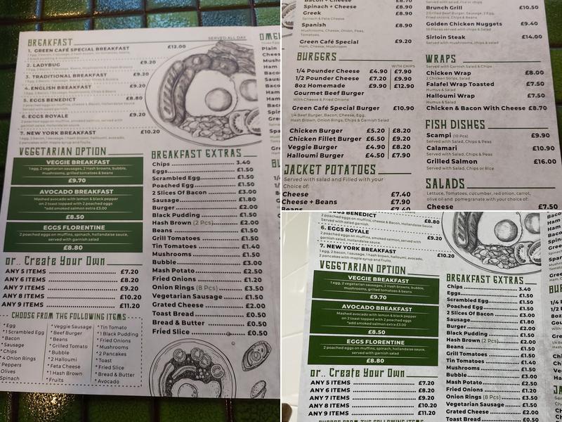 The Green Cafe & Bar Menu