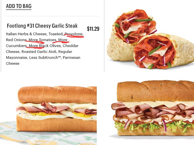 Subway Menu