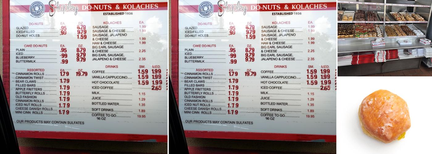 Shipley Do-Nuts Menu
