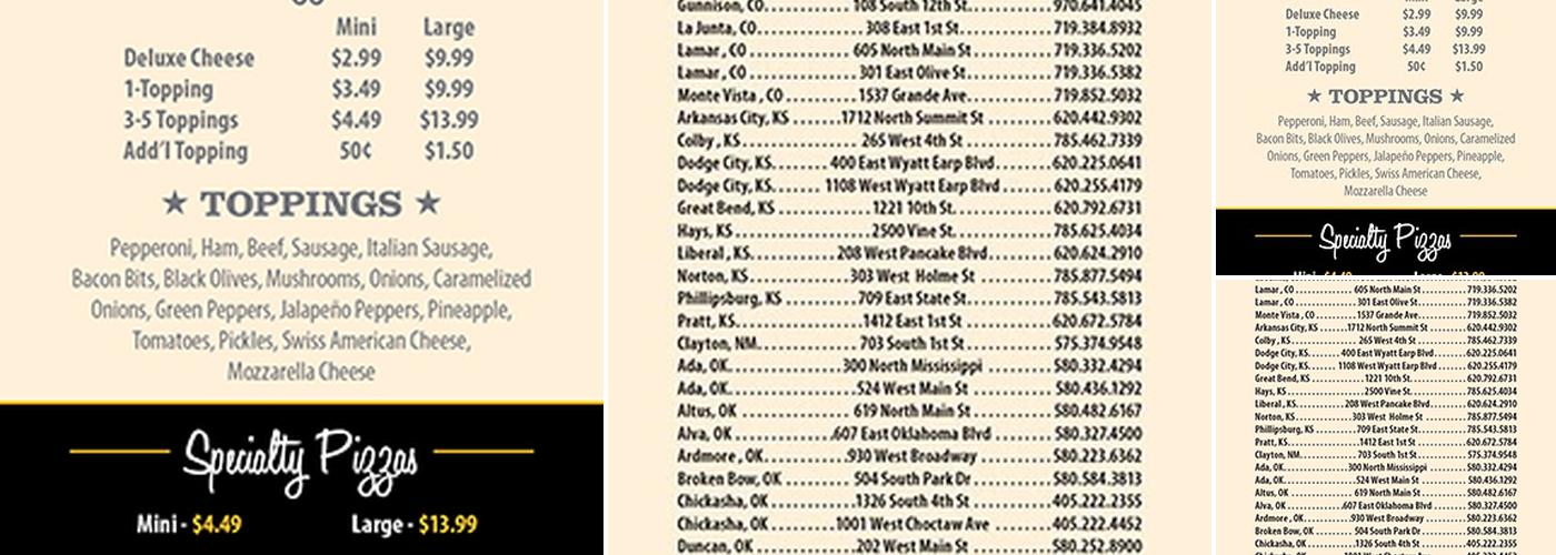 Godfather's Pizza Express Menu