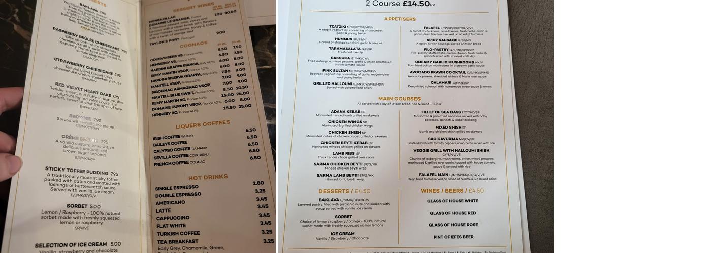 MANTO’S MEZE BAR &GRILL Menu