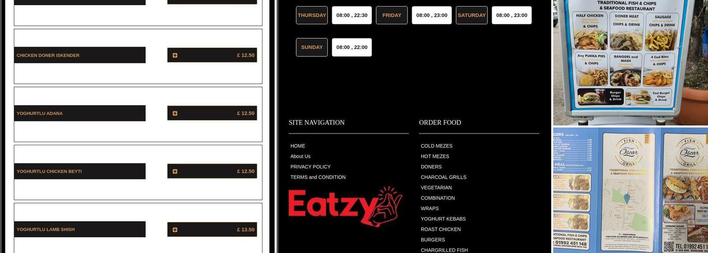 OSCAR FISH AND GRILL Menu