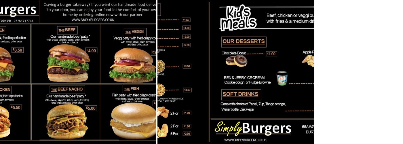 SIMPLY BURGERS Menu