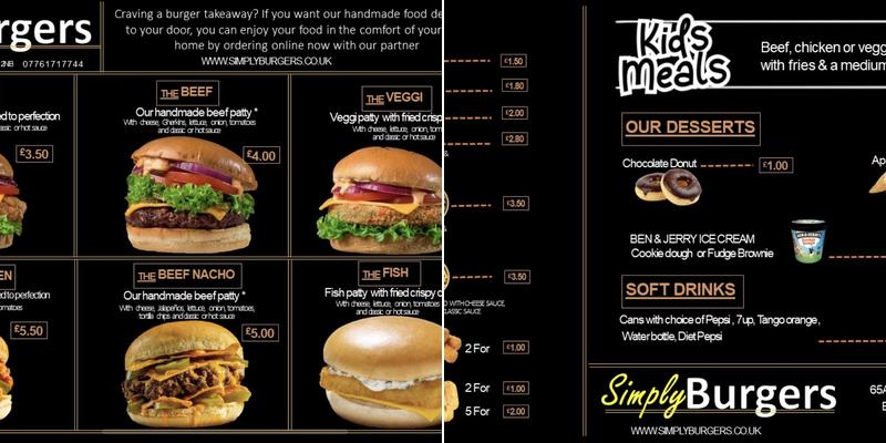 SIMPLY BURGERS Menu