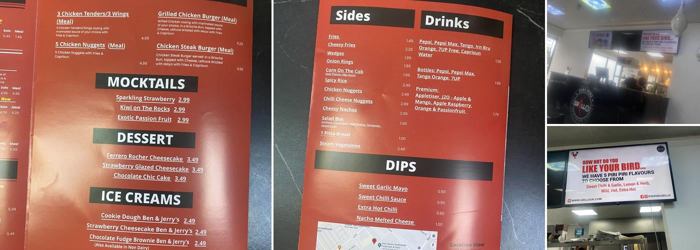 Piri Piri Grillo Menu