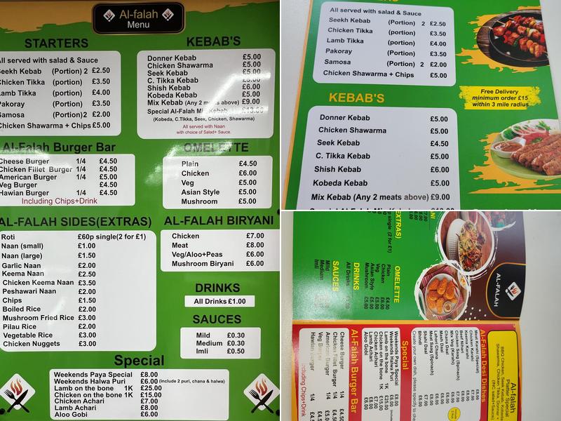 Alfalah take out & catering Menu