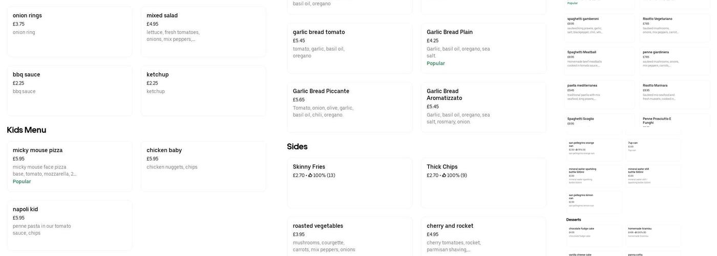 Simona's italian kitchen and pizzeria Menu