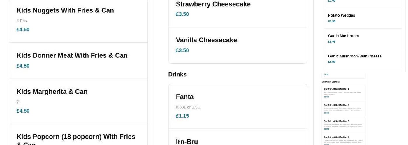 Stuff'd Crust Bury Menu