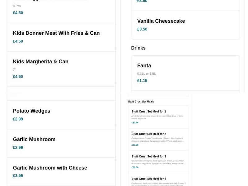 Stuff'd Crust Bury Menu