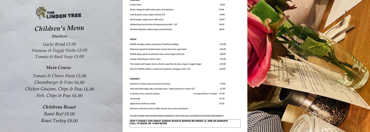 The Linden Tree Menu