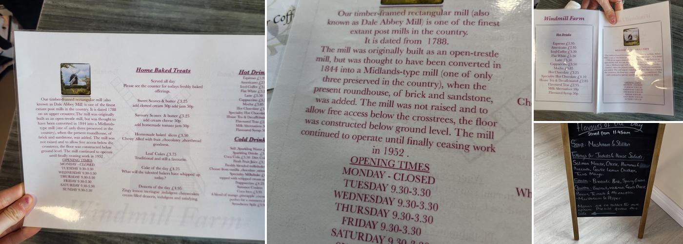 The Windmill Farm Menu