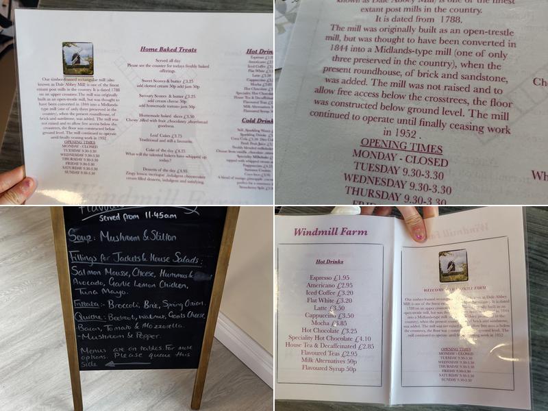 The Windmill Farm Menu
