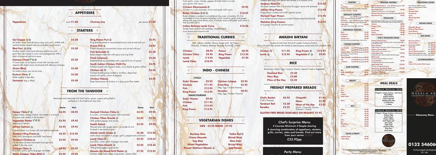 Masala Art Menu