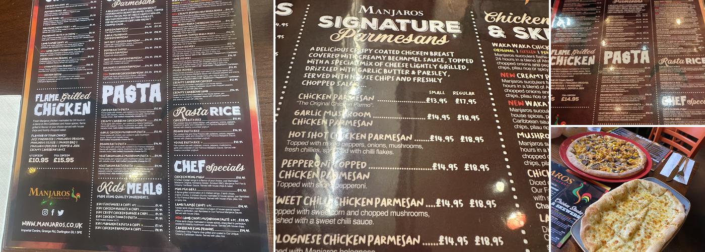 Manjaros Darlington Menu