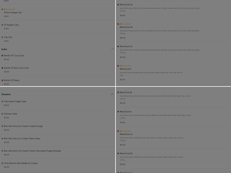 Zam Zam Pizzeria and shawarma Menu