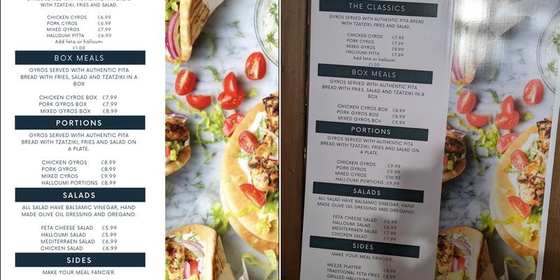 Olive's Cypriot Food Menu