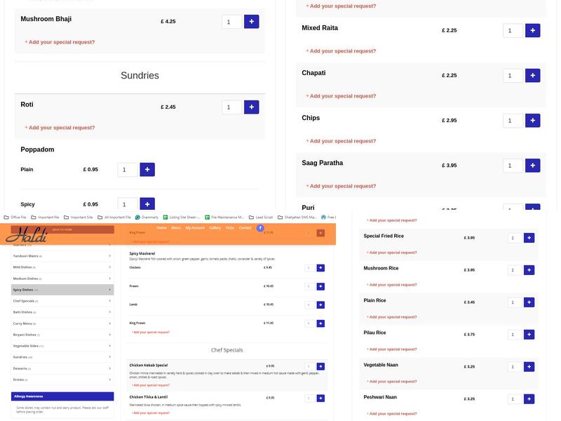 Haldi Indian Takeaway Menu