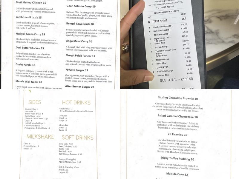 70 ONE Restaurant & Lounge Menu