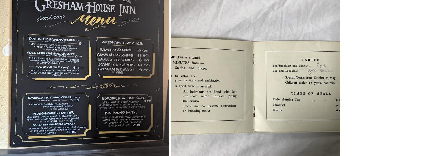 Gresham House Inn Menu