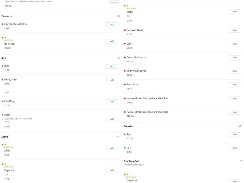 Shinwari Karahi House Menu