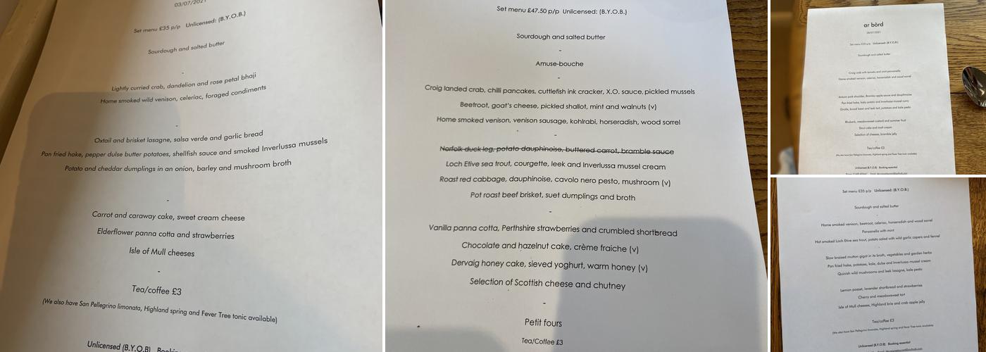 ar bòrd ​ (our table) Menu