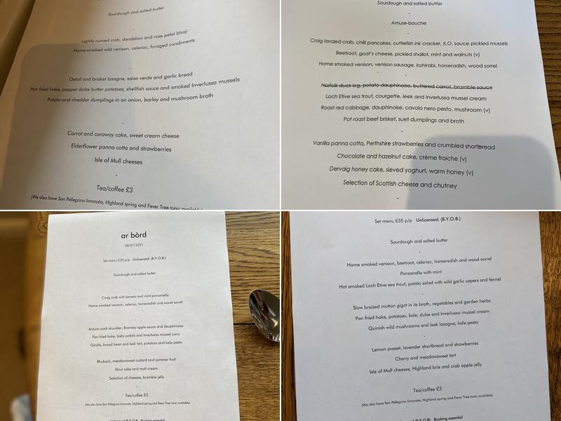 ar bòrd ​ (our table) Menu