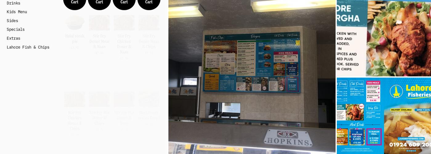 Lahore fisheries Menu