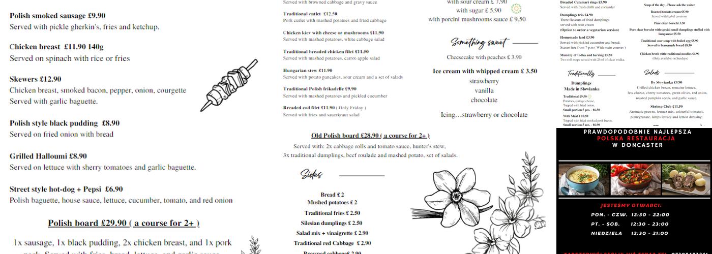 Słowianka Restaurant Menu