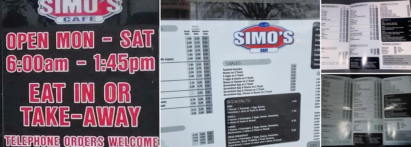 Simo's Cafe Menu