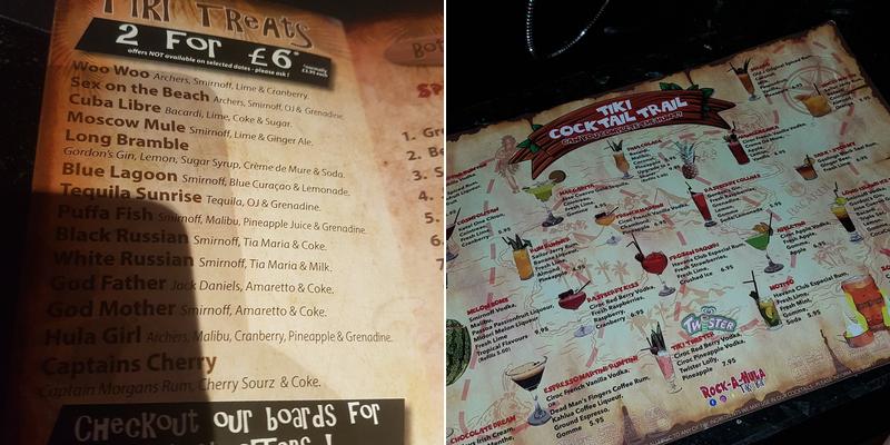 Rock-A-Hula Tiki Bar Menu