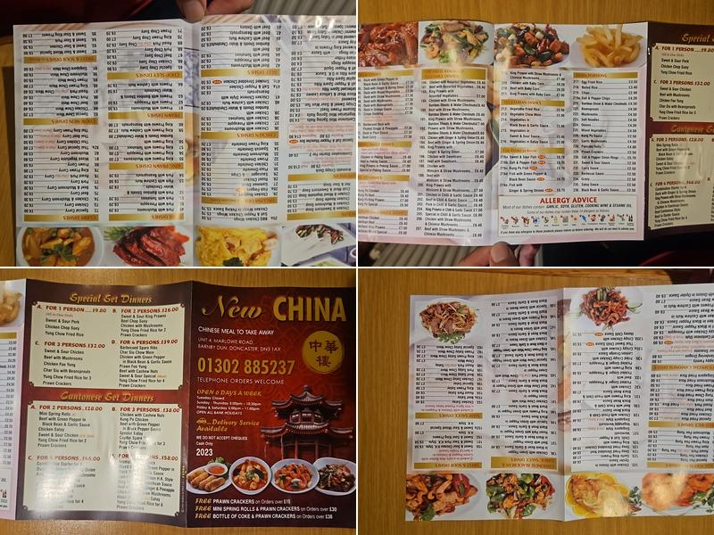New China Menu