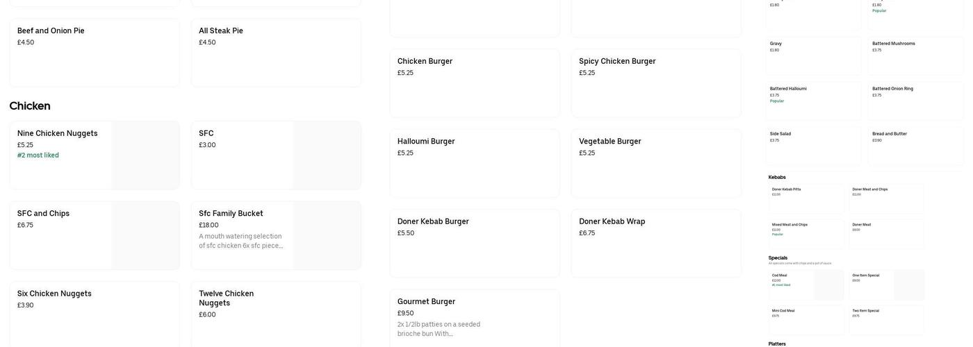 Merchant’s Halesowen Menu