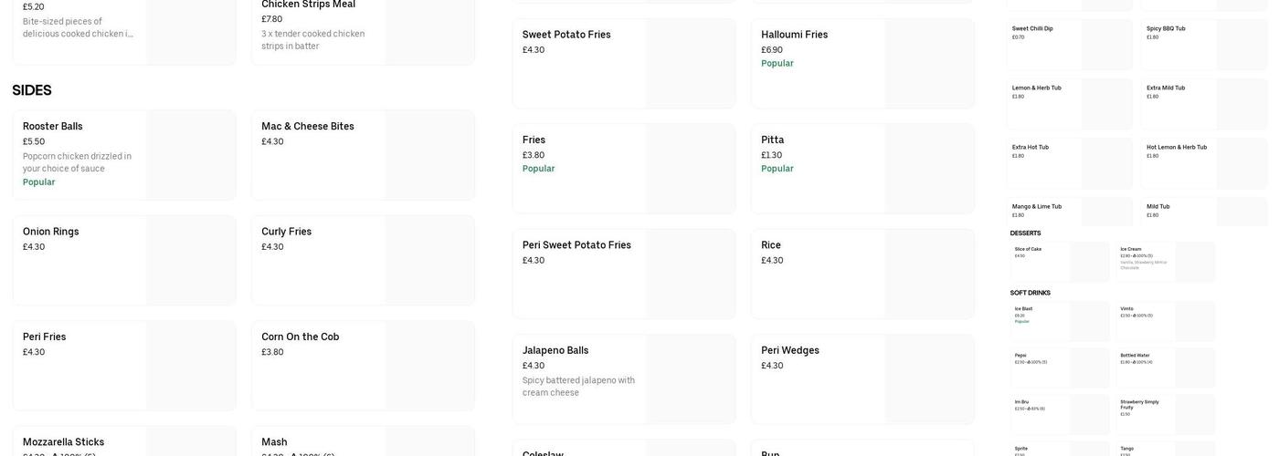 Black Rooster Peri Peri Dumfries Menu