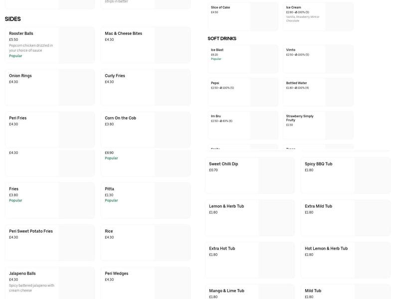 Black Rooster Peri Peri Dumfries Menu