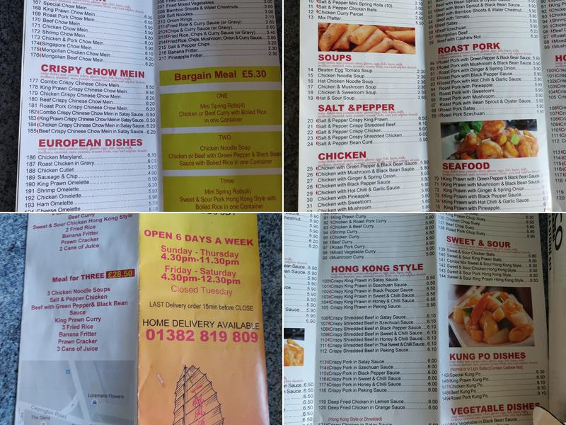 Sampan Chinese Takeaway Menu