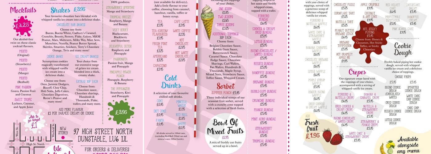 Cookies & Cream Menu