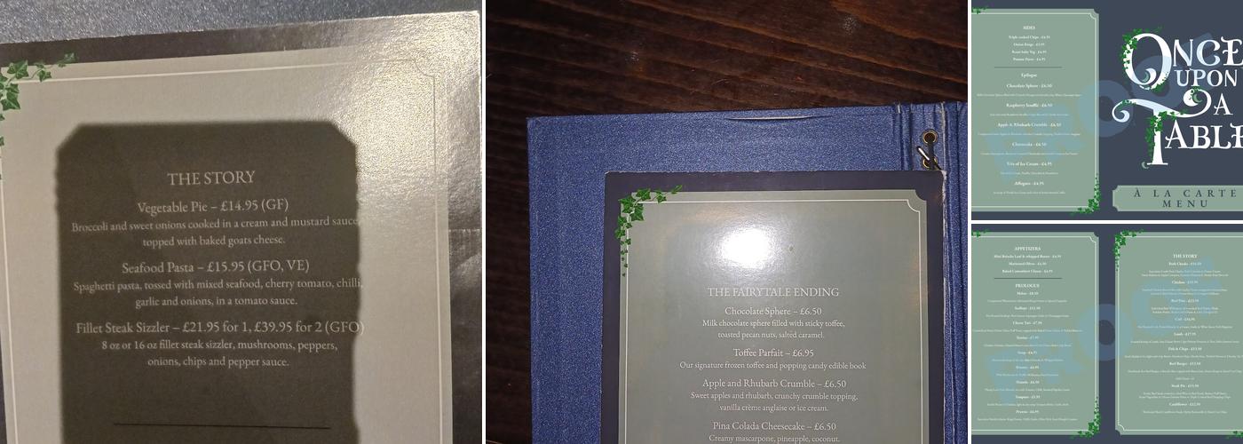 Once upon a Table Menu