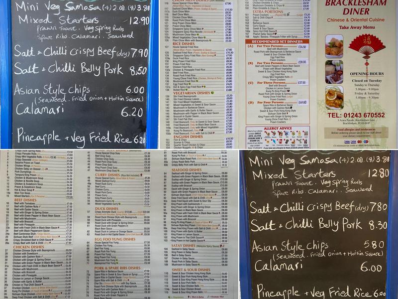 Bracklesham Diner Menu