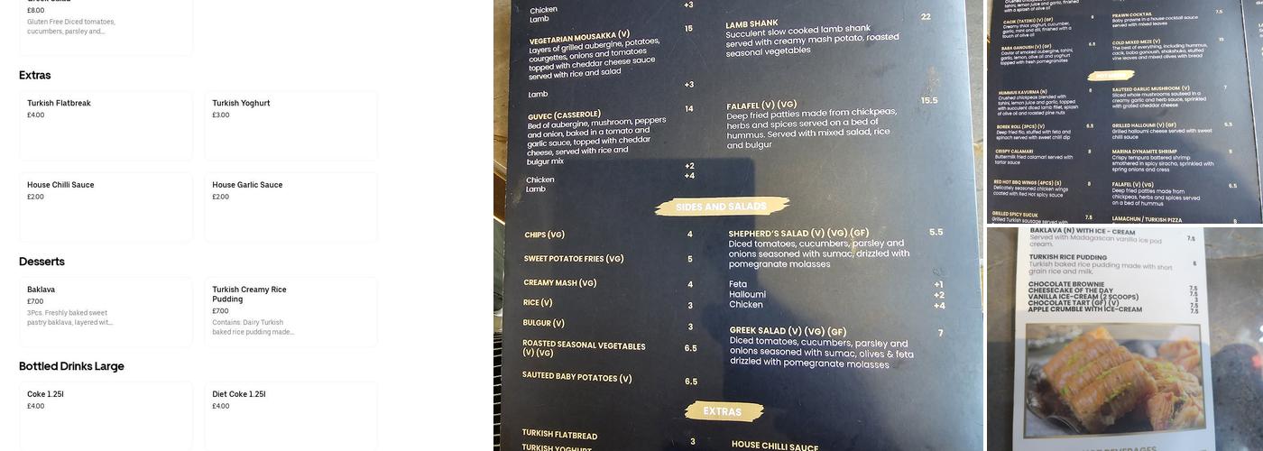 Marina Turkish Restaurant and Lounge Menu