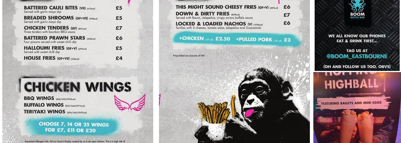Boom Battle Bar Eastbourne Menu