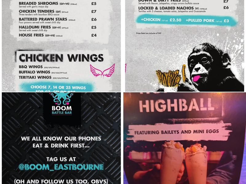 Boom Battle Bar Eastbourne Menu