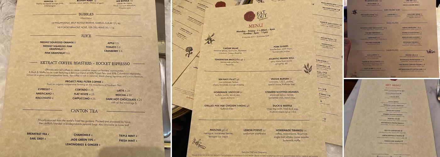 Duck & Waffle Edinburgh Menu